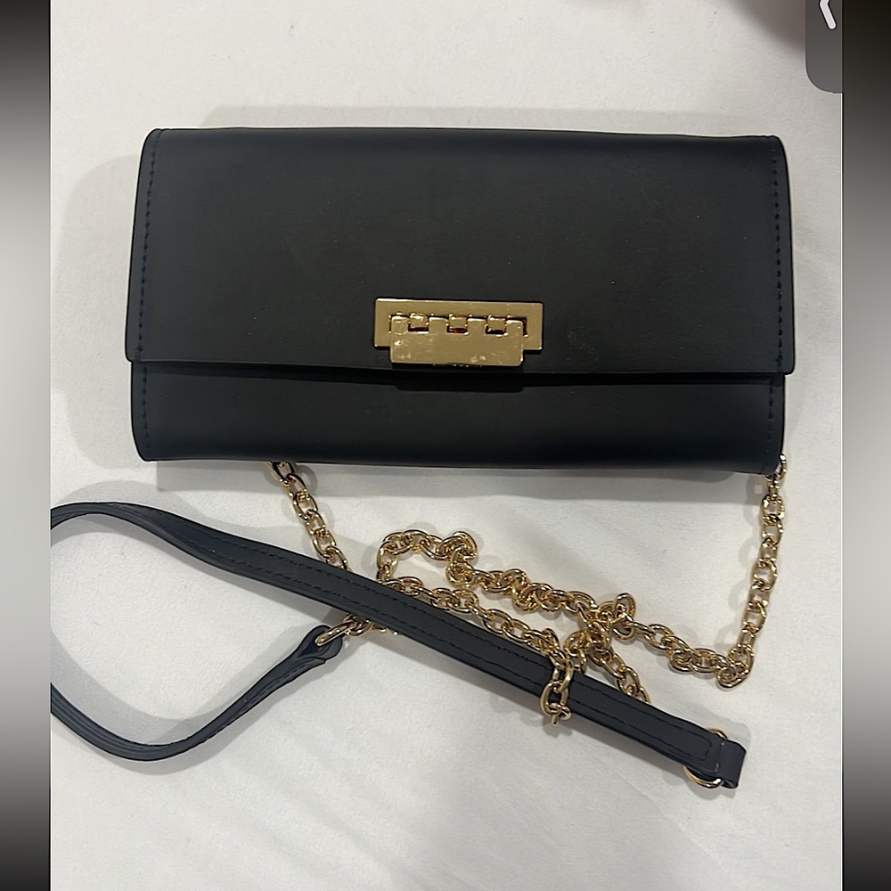 Zac Posen Black Crossbody Bag with Gold Chain